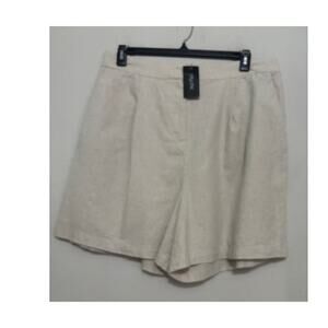 City Chic Sicilian High Waist Linen Cotton Blend Shorts Pleated Size 14 NWT